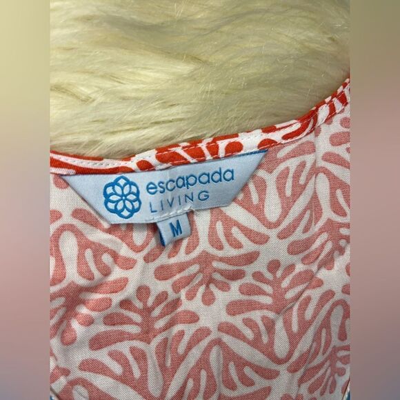 Escapada Living Tangerine/white Embroidered Neck hem w/Turquiose Tassel sz med - Picture 5 of 8